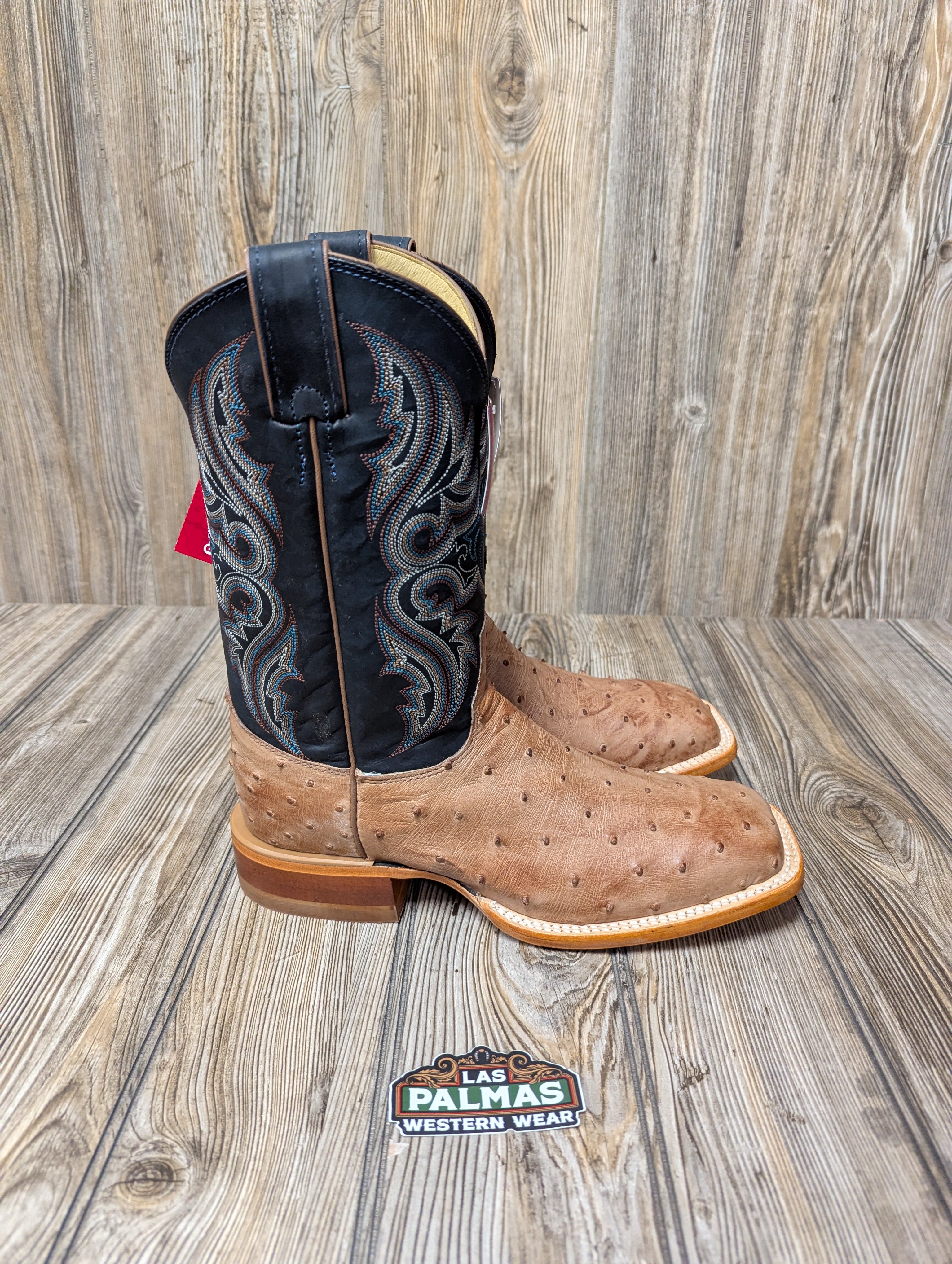 Mens Justin Boots Full Quill Ostrich Boot Moseley Coffee JE5172