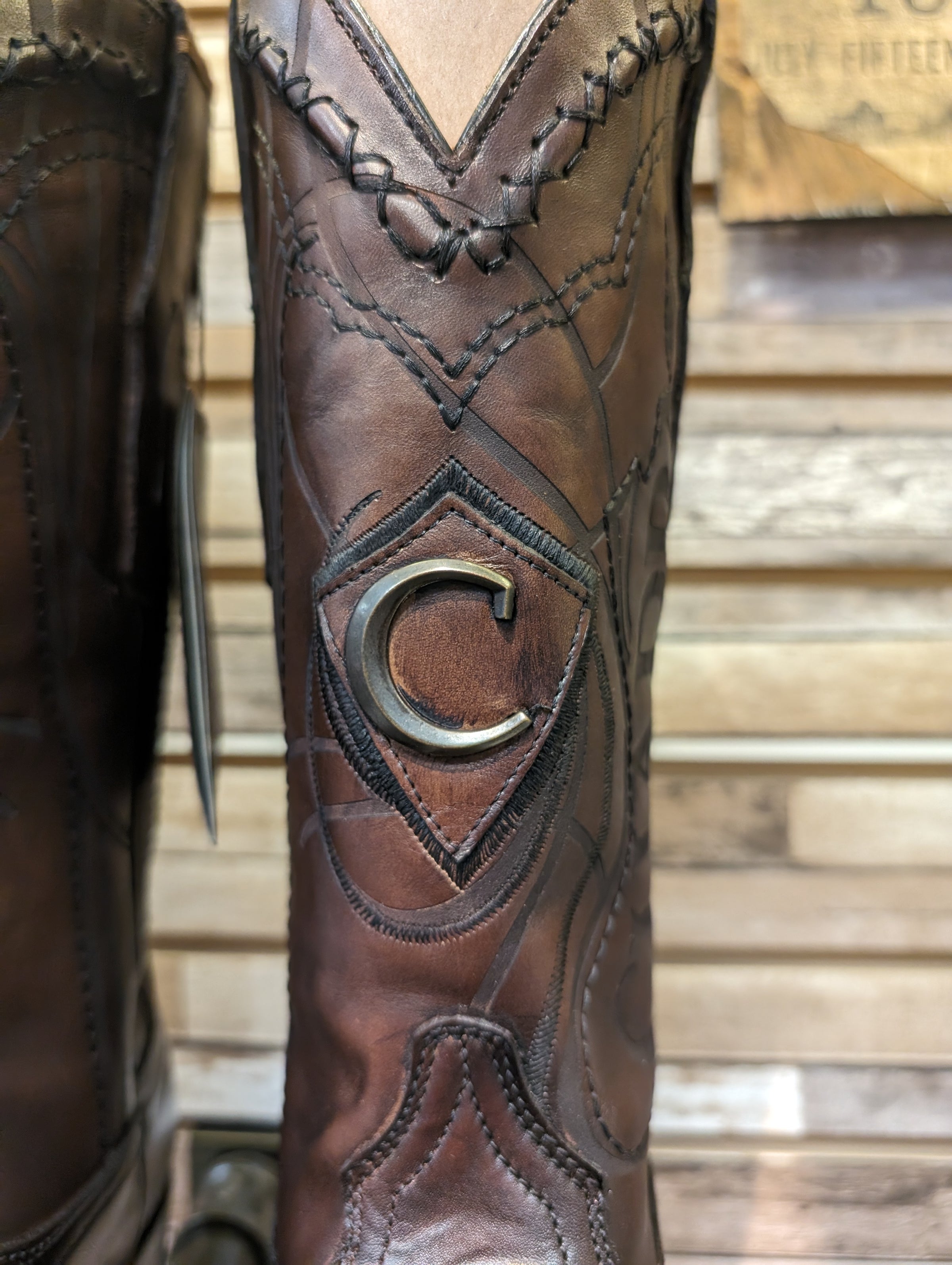 Cuadra Mens Brown Leather Engraved Boot CU347 | Las Palmas Western