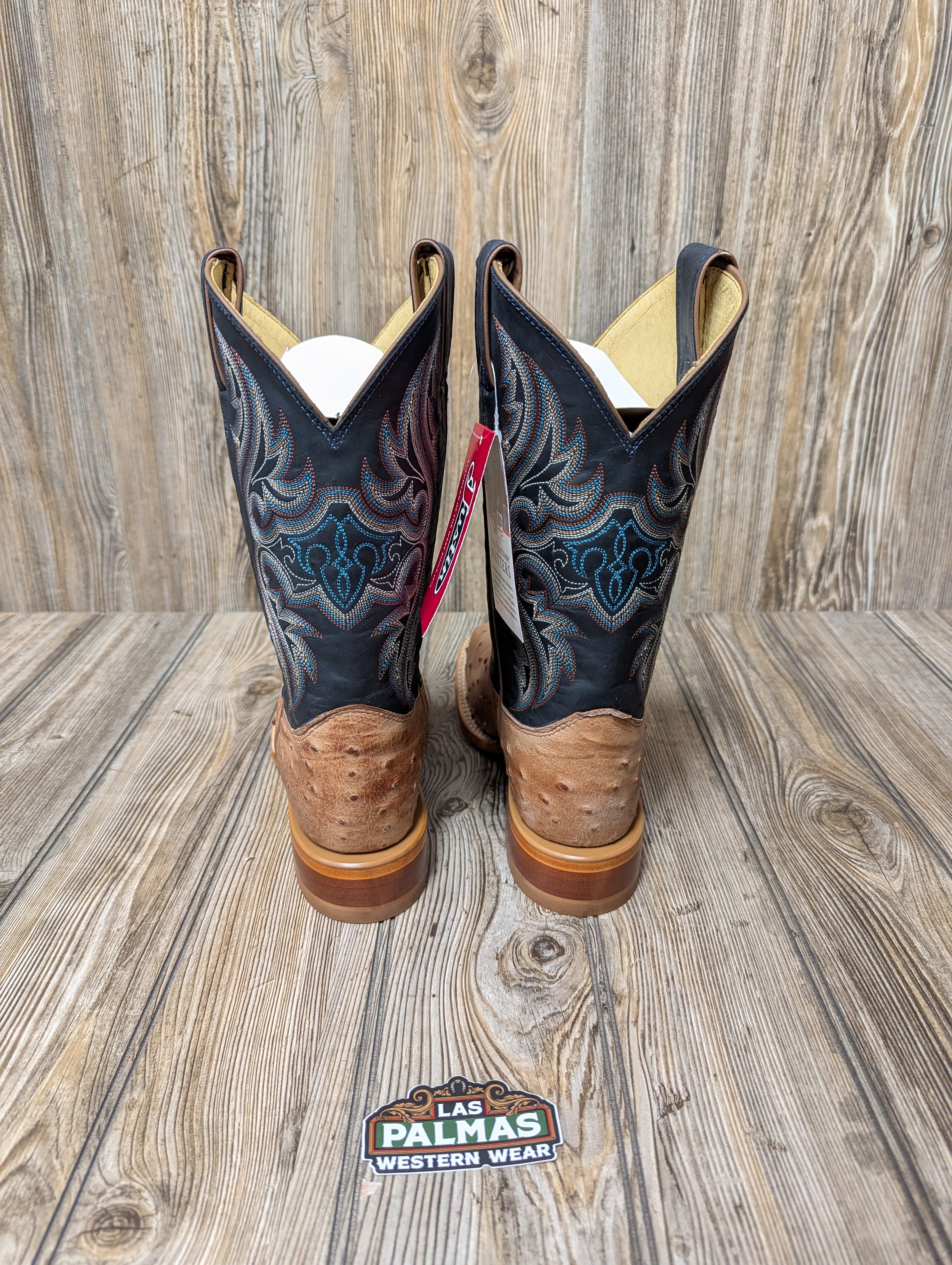 Mens Justin Boots Full Quill Ostrich Boot Moseley Coffee JE5172