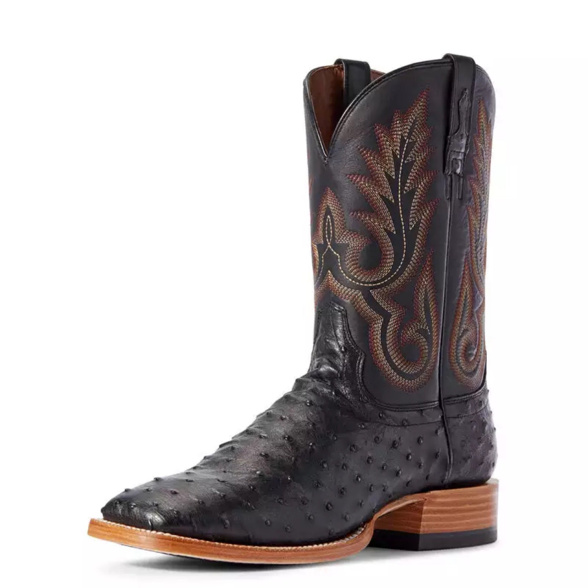 Ariat Barker Full Quill Black Ostrich Square Toe Western 