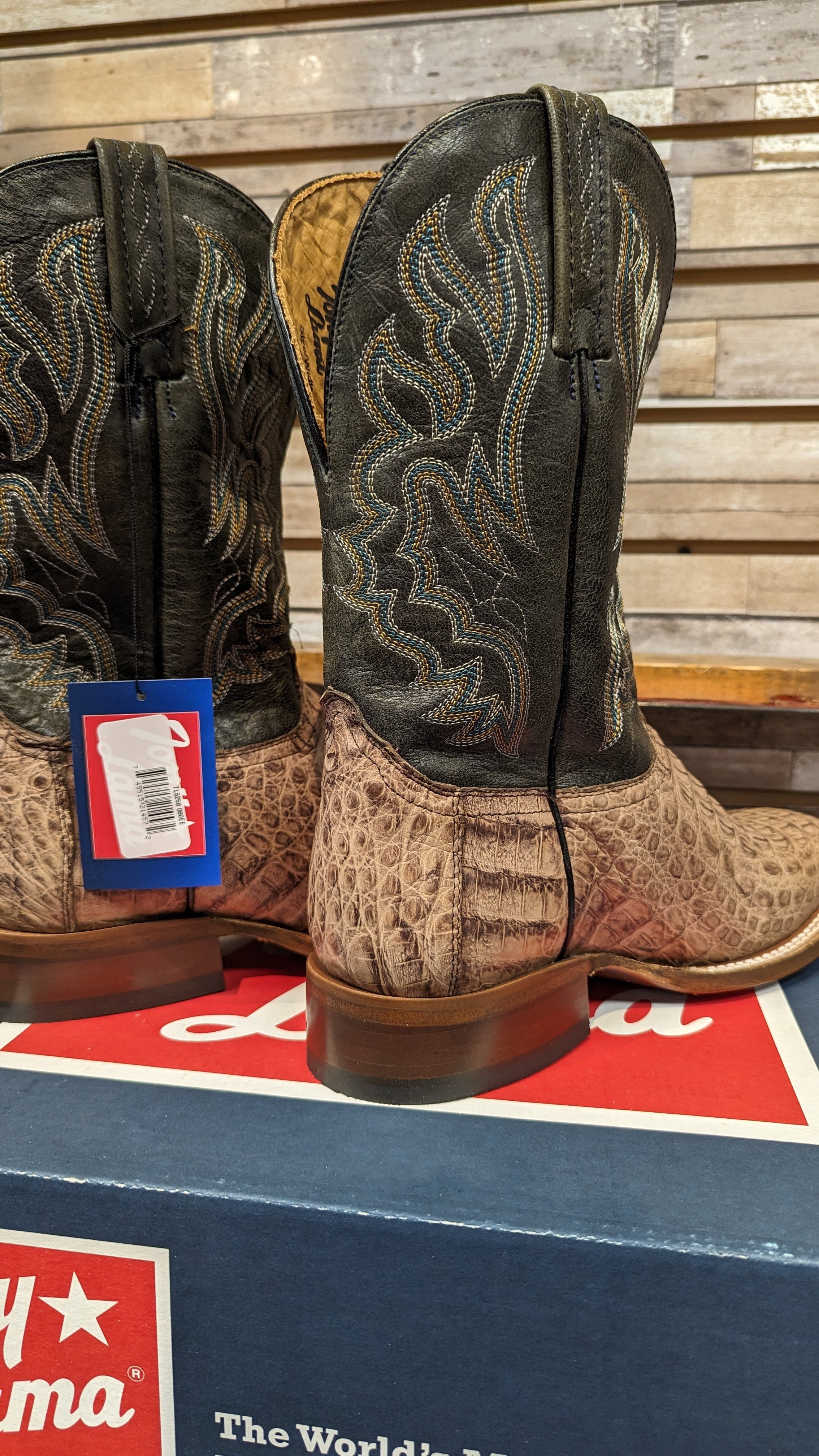 Tony Lama MARFA CAIMAN BONE SQUARE TOE WESTERN BOOTS - TL5258