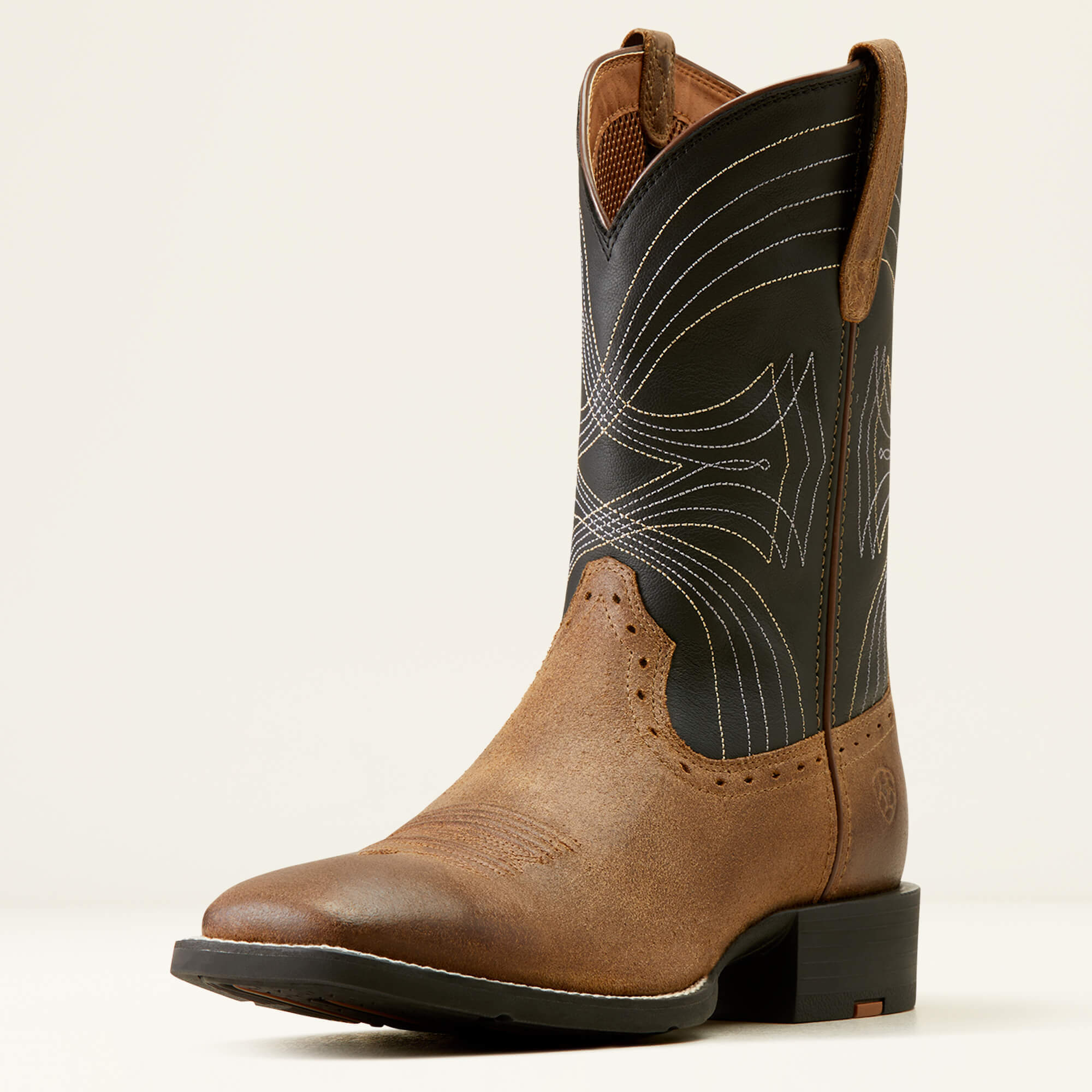 Ariat Sport Wide Square Toe Cowboy Boot Barley Brown with Black Matte 10050993 Las Palmas Western Wear LLC